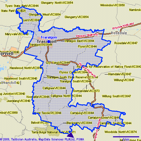 Traralgon Map